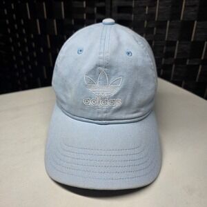 Adidas Originals Trefoil Relaxed Hat Light Blue Cotton Strapback Cap OSFW
